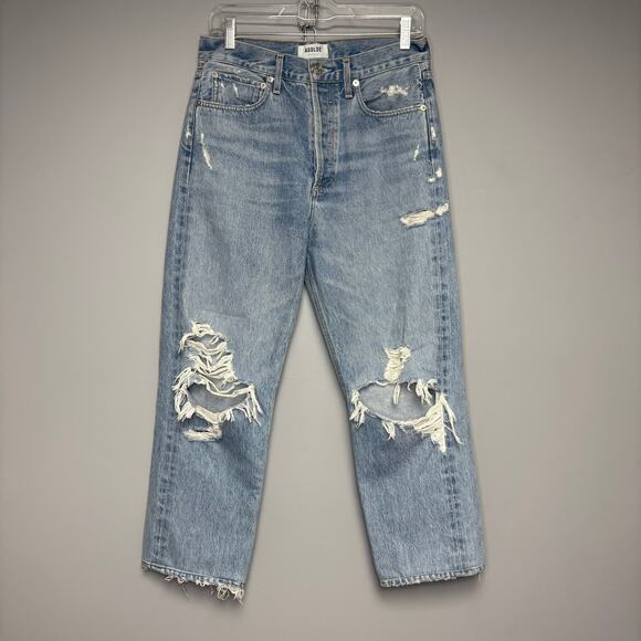 Agolde 90s Y2K Mid Rise Grunge Distressed Thrashed Loose Fit Jeans Women's Sz 26 - Picture 1 of 8